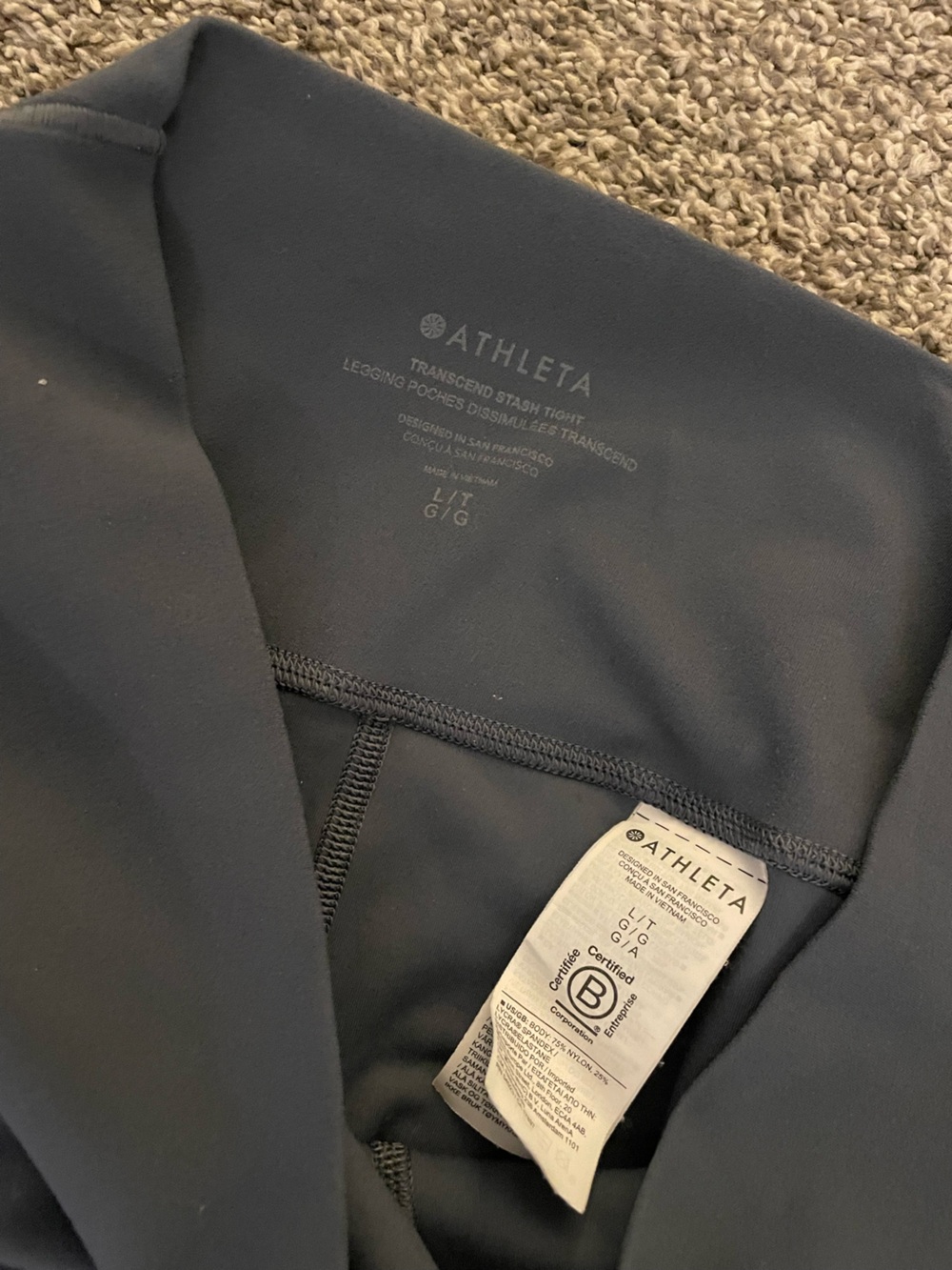 Athleta Shaddow Blue Transcend Stash Tight Leggings LT